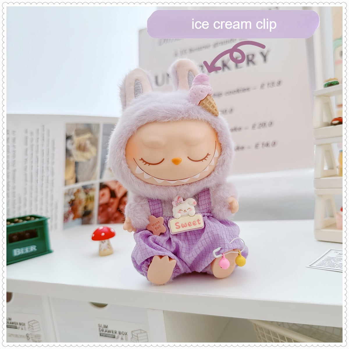 17cm Labubu Macaron Outfit - Blushing Face Vinyl Doll Clothes Change Costume