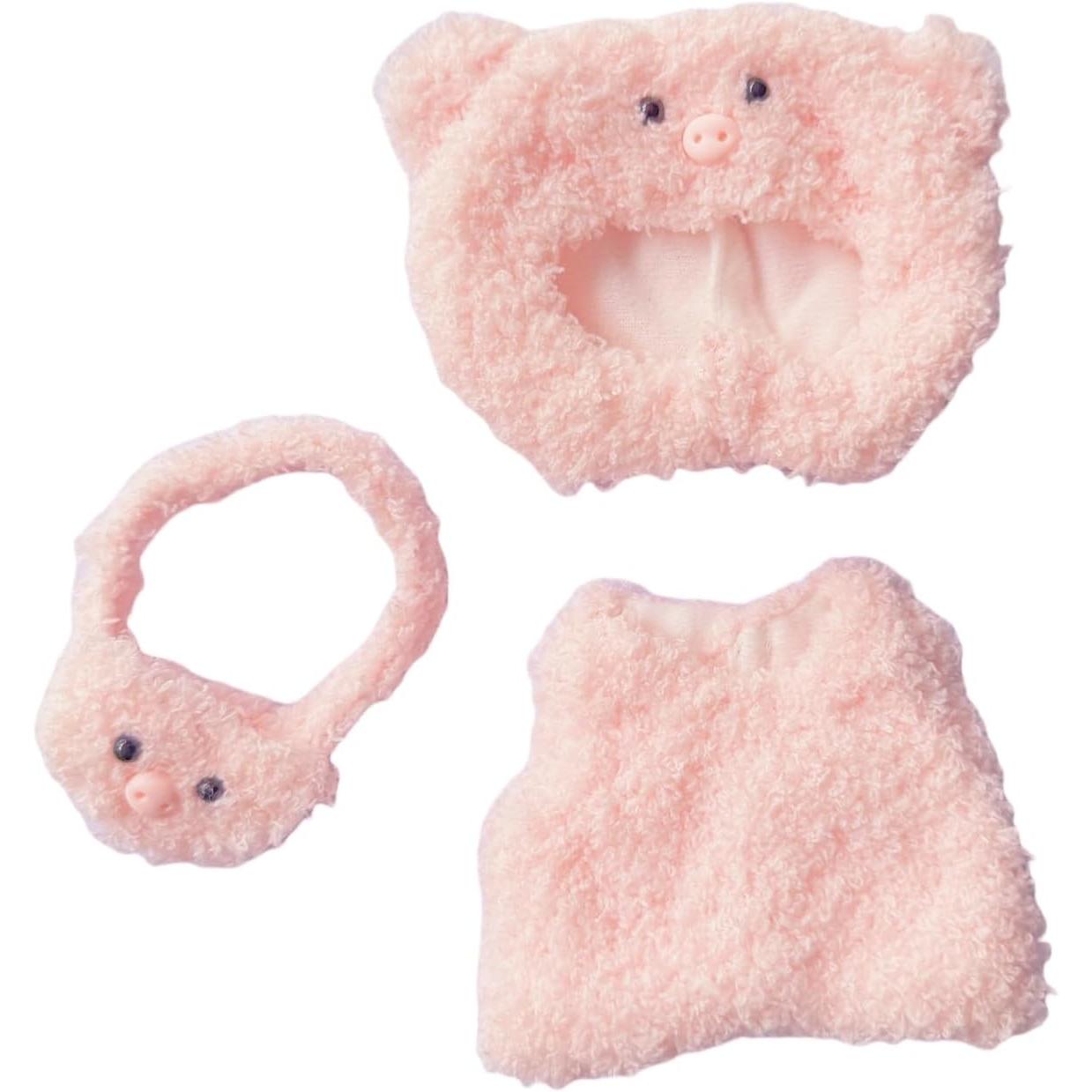 LABUBU DOLL CLOTHES - PINK MELODY SET (No Doll Included), Overalls Set for 6.7inch Plush Doll Suit, Faking Animal Style Outfit Jumpsuit, Cute Fashion Dress Up Clothes Accessories for 1st/2nd/3rd Gen LABUBU (Rabbit)