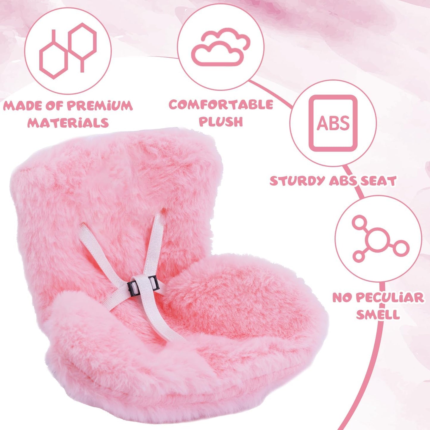 LABUBU CAR SEAT - Cute Soft Furry Cushion Pink Sofa with Car Air Vents Clip
