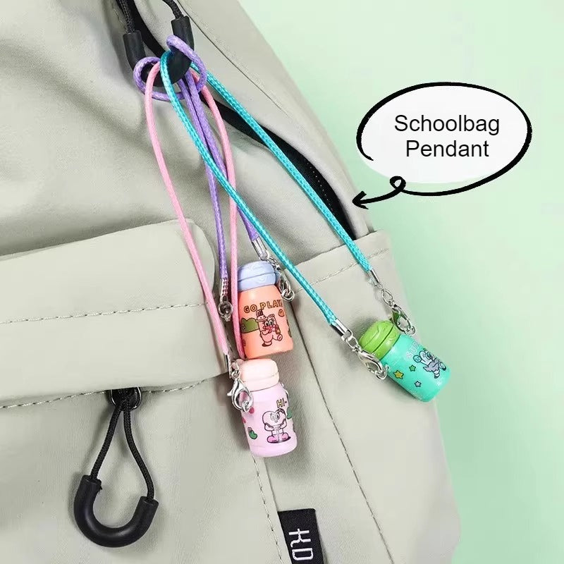 Miniature Thermos Charm Set – Lilliputian Lifelike Mini Items, Compact Portable Toy Pendant for Bags