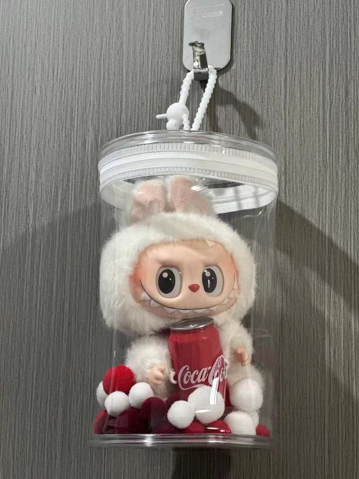 Pop Mart Labubu Doll | Mini Jar Doll Bag, Plush Doll & Dust-Proof Charm | Transparent Storage & Display Hanging Bag