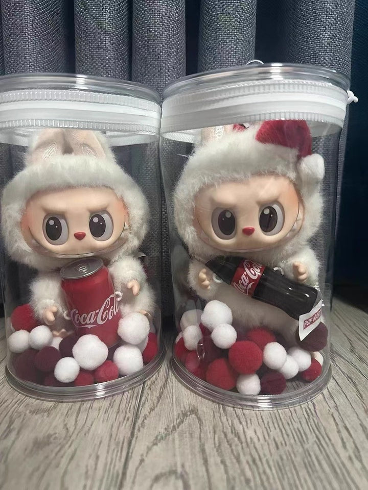 Pop Mart Labubu Doll | Mini Jar Doll Bag, Plush Doll & Dust-Proof Charm | Transparent Storage & Display Hanging Bag