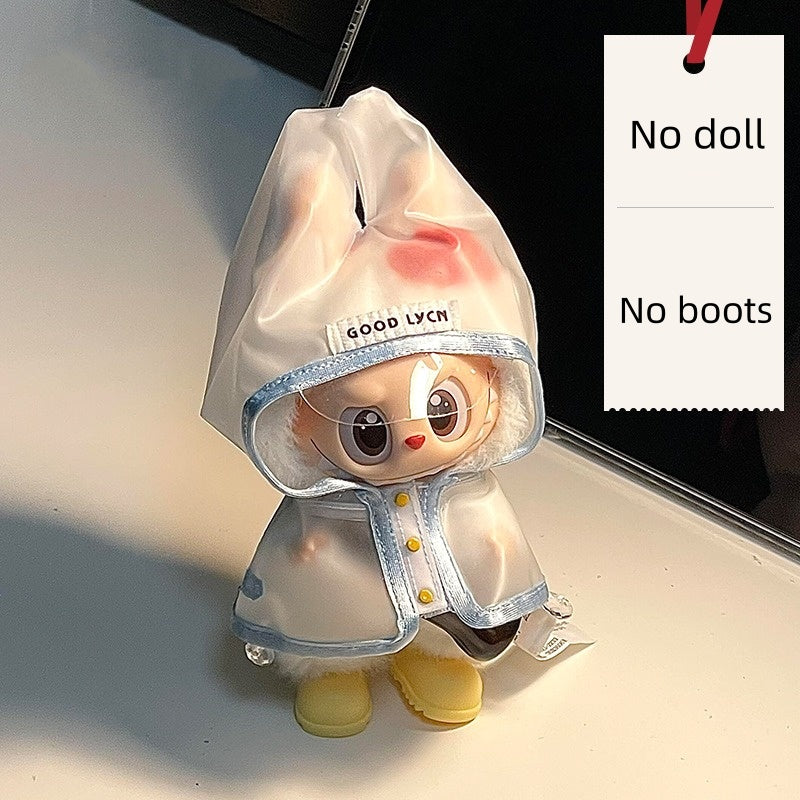 17cm Labubu Transparent Raincoat | Doll Clothes | Without Shoes