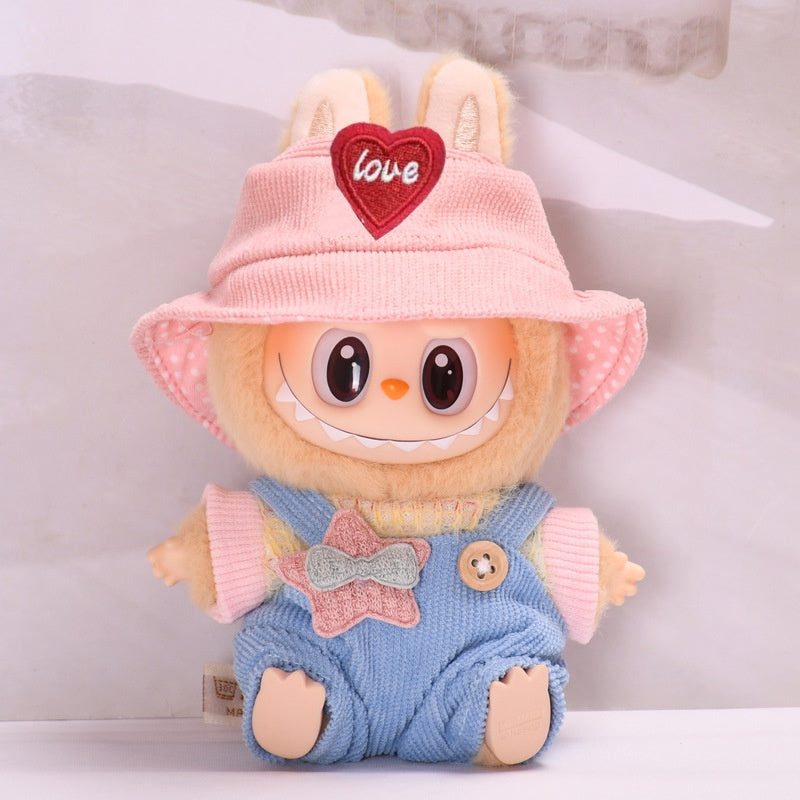 17cm Labubu Gen 2 Sitting Party Casual Set | Doll Clothes for Keychain Charms | Clothes Only
