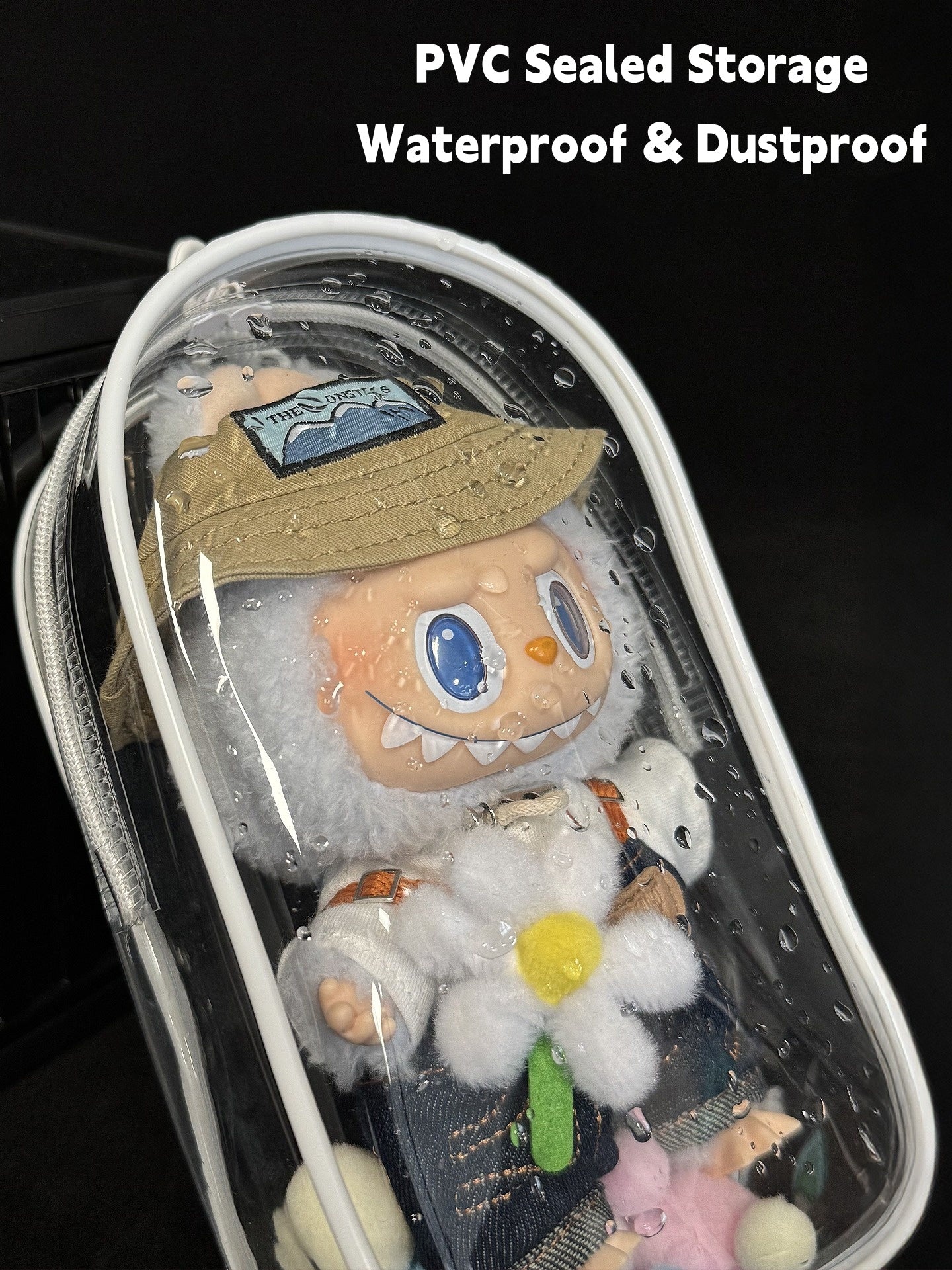 POP MART Labubu Sit-Sit Party Protective Case - Macaron Color Dust Cover + Carry Bag for 17cm Vinyl Figures