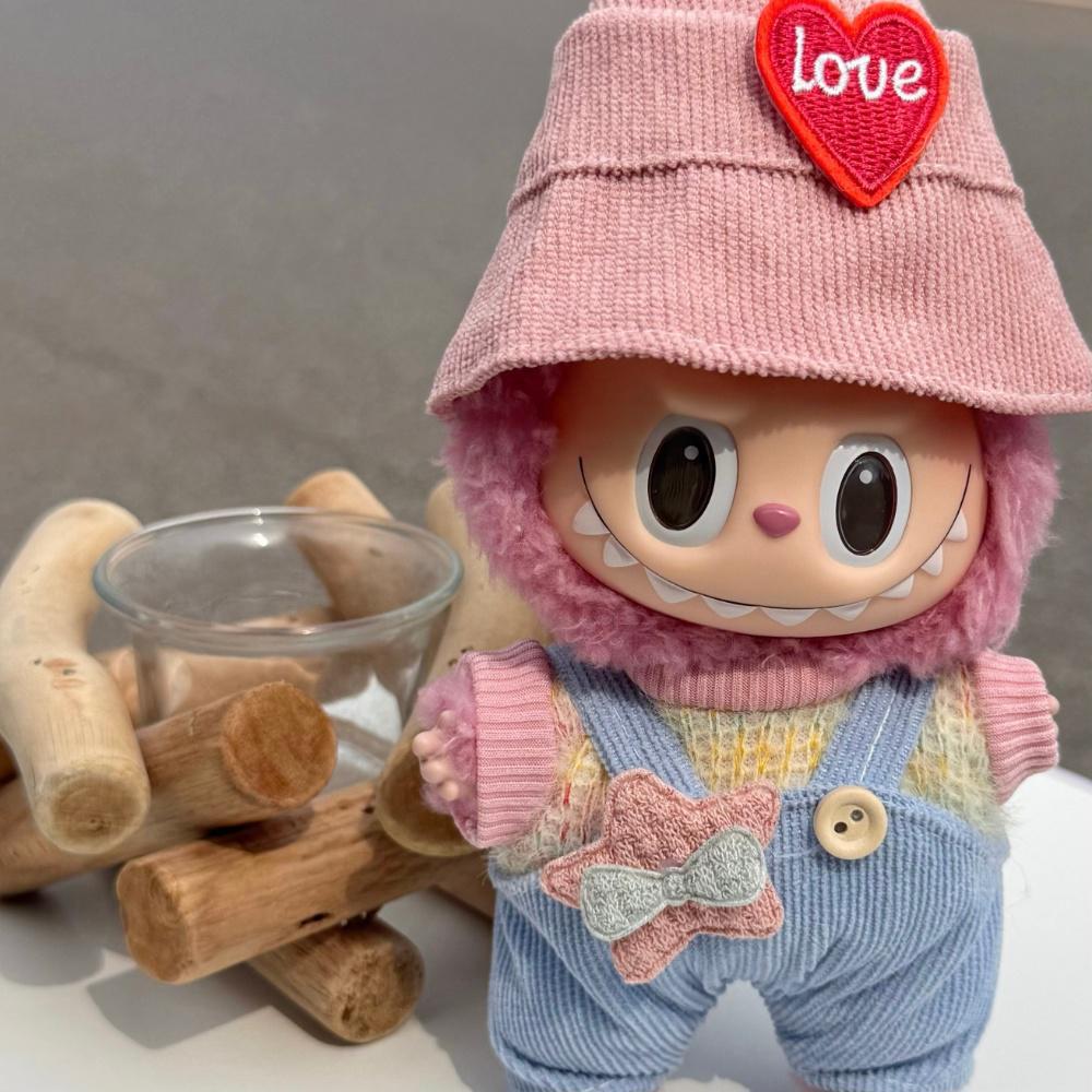 17cm Pop Mart Labubu Little Star Set | Heart Hat + T-Shirt + Overalls | Vinyl/Plush-Compatible Clothes Only