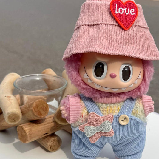 17cm Pop Mart Labubu Little Star Set | Heart Hat + T-Shirt + Overalls | Vinyl/Plush-Compatible Clothes Only