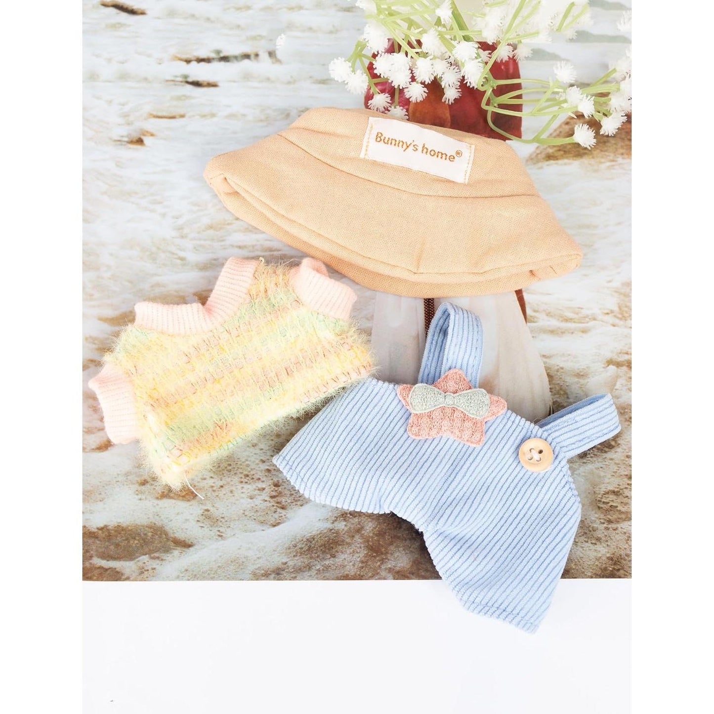 Cute Clothes Set for LABUBU – Chic Style Doll Outfit with Light Blue Romper, and Pink Hat – Kawaii Doll Clothes Accessories for Collectors & Fans