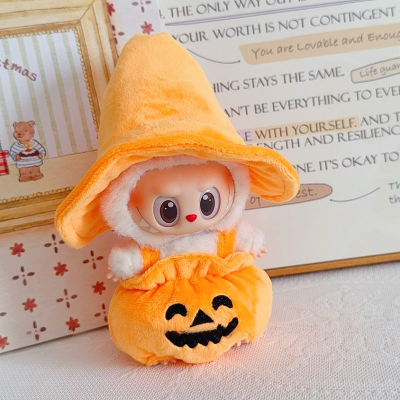 Labubu Gen 1-3 Halloween Pumpkin Outfit Set for Sitting Party Vinyl Dolls | Festival Costume Change (Clothes Only)