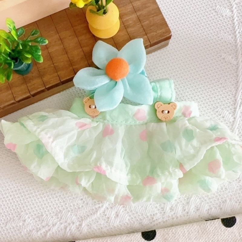 Labubu Summer Pastel Dress Set - Mint Green Tulle Skirt & Bonnet for Have a Seat Series
