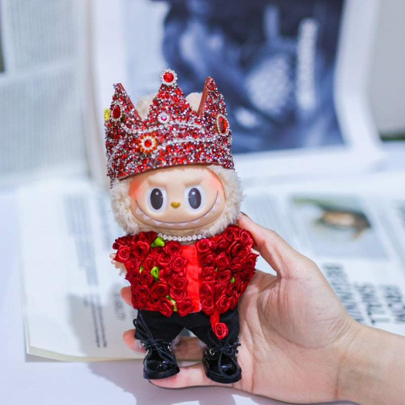 LABUBU Handmade Doll Clothes - GD Concert Rose Outfits - Korean Red Rose Style for 17cm/6.7" Plush Dolls