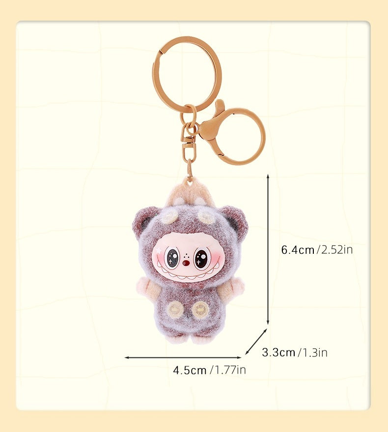 Cute Fluffy LABUBU Keychain - Cartoon Flocked Pendant for Bags & Keys