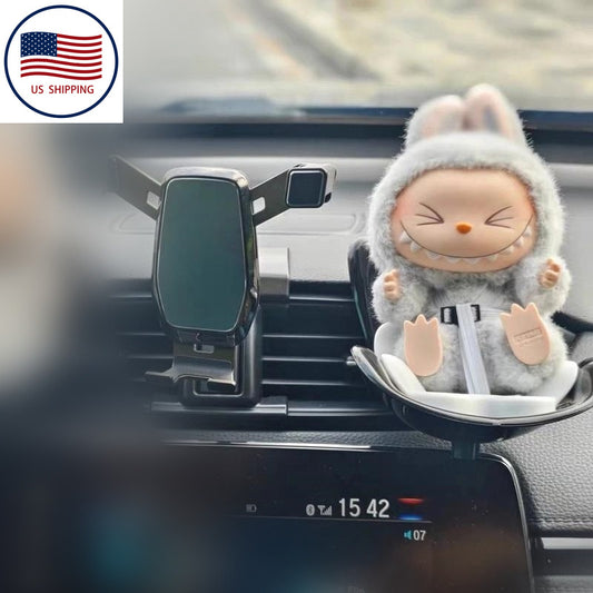 Labubu-Compatible Mini Car Safety Seat | Vehicle Doll Figurine, Dashboard Ornament & Car Interior Decor
