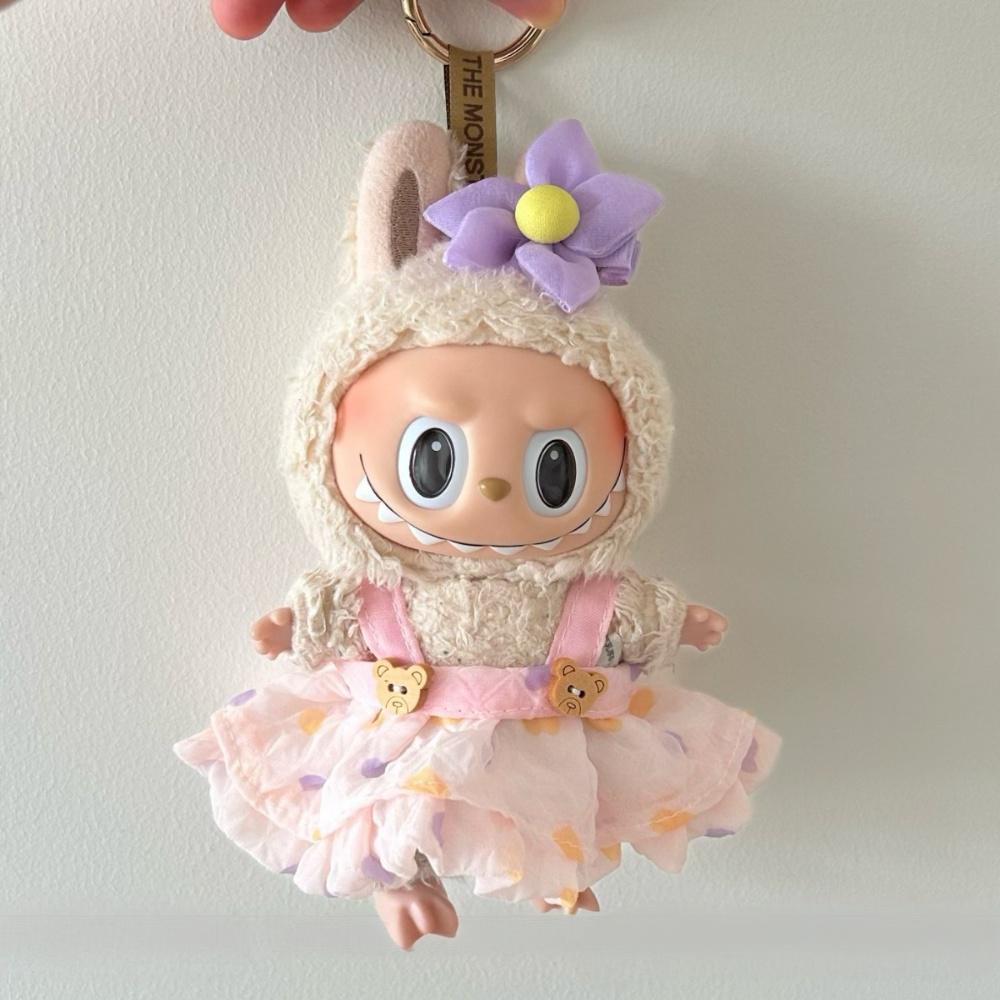 Labubu Vinyl Doll Clothes - Overalls & Dress Outfit for Keychain Figure Change Costume