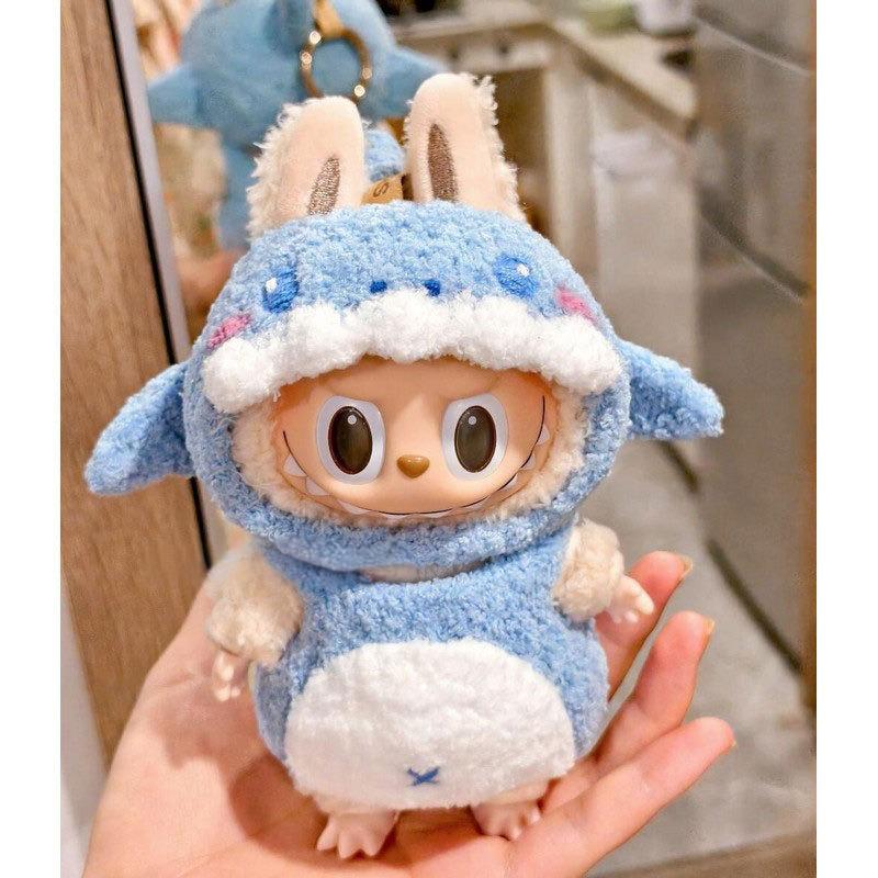 Labubu Blue Shark Outfit Set - Cute Vinyl Blind Box Keychain Clothes for Doll