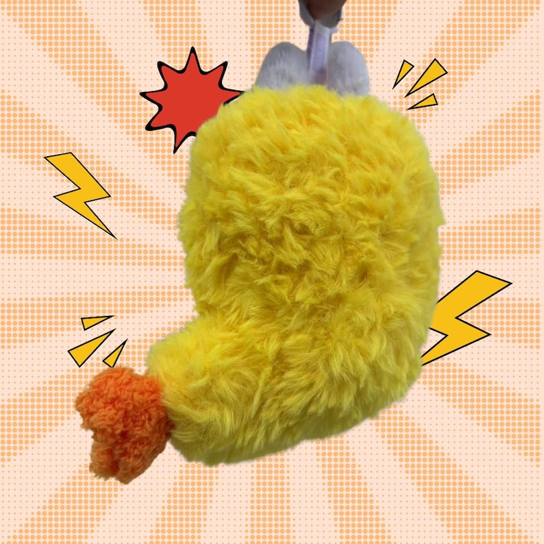 Handmade Fried Shrimp LABUBU Outfit – Fluffy Yellow Costume with Orange Tail | Unique Gift for Collectors | POP MART LABUBU Convenience Store Series
