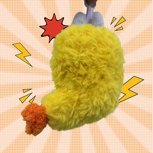 Handmade Fried Shrimp LABUBU Outfit – Fluffy Yellow Costume with Orange Tail | Unique Gift for Collectors | POP MART LABUBU Convenience Store Series