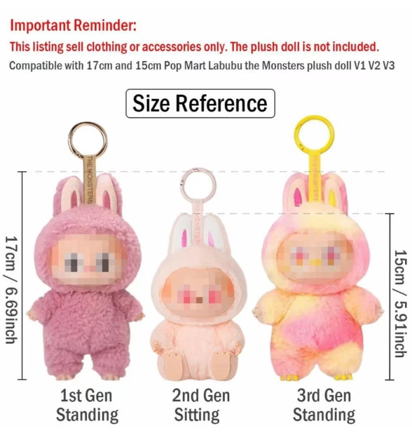 POP MART LABUBU Outfit The Monsters Plush Doll Replacing Clothes Set No Doll