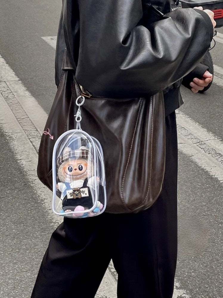 Fits 1,2,3 LABUBU Transparent Display Protector Bag w/ Keychain - NO DOLL