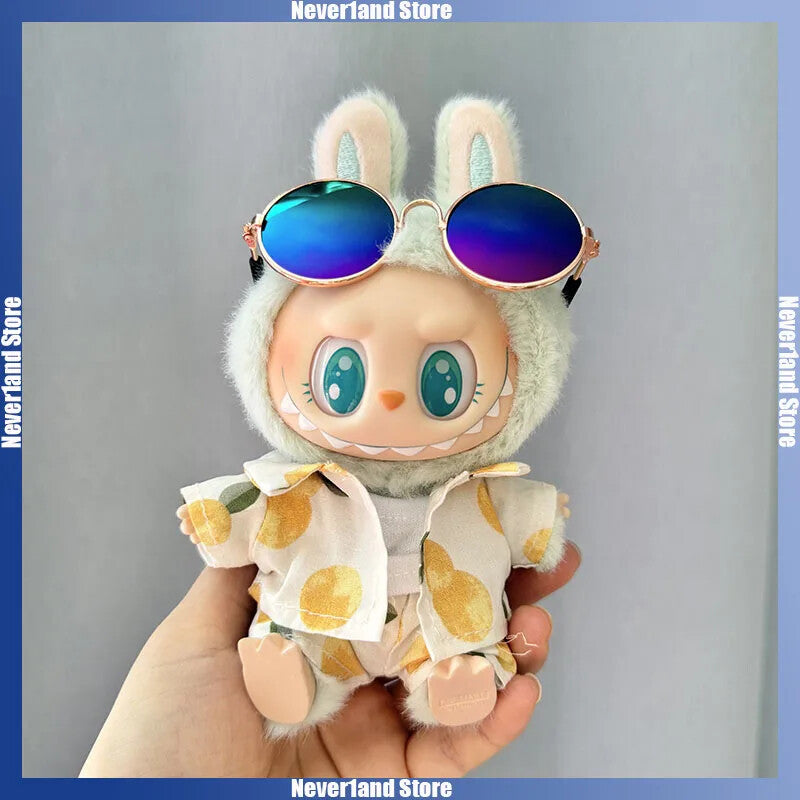 Labubu Plush Doll Clothes 15/17cm Beach Resort Overalls Idol V1 V2 Outfit