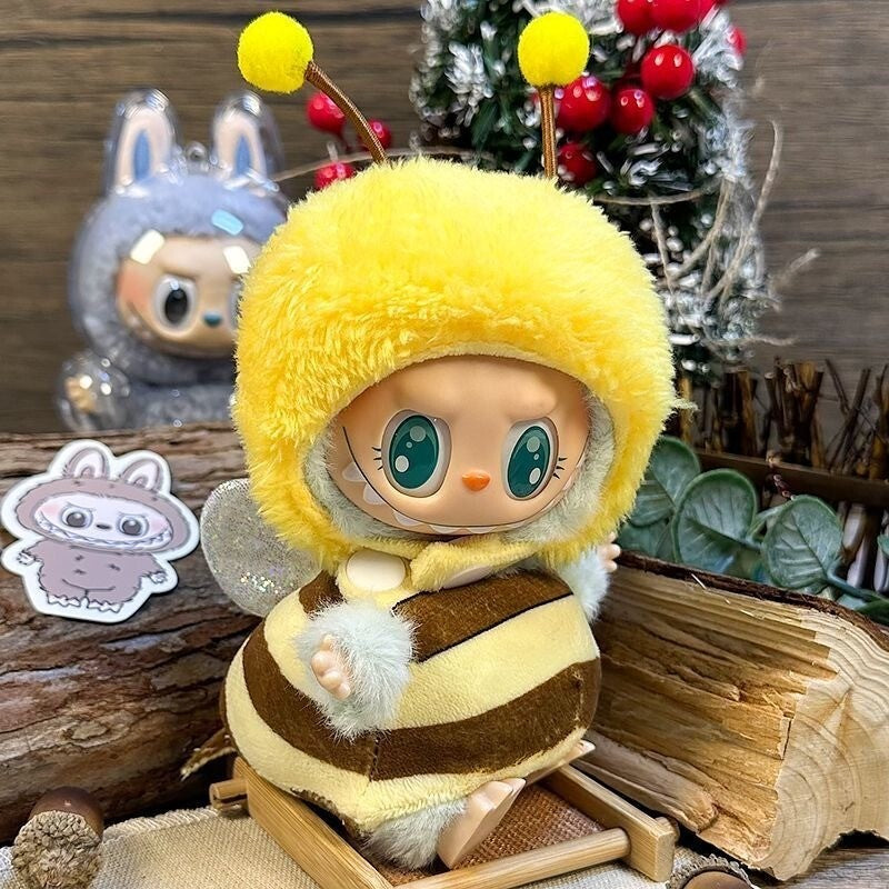 Bee Costume for LABUBU 17cm Mini Figure – Plush Outfit with Antenna & Wings