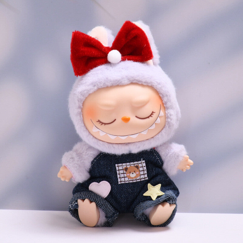 Suitble for LABUBU clothes teddy bear denim overalls set clothing replacement