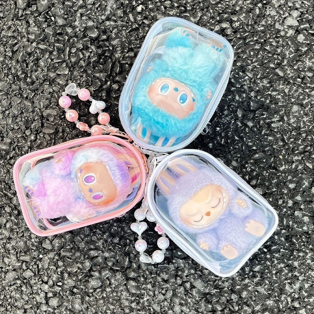 LABUBU 15/17cm Doll PVC Storage Bag Shoulder Case Dustproof Walk Bag Gift