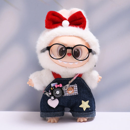 Suitble for LABUBU clothes teddy bear denim overalls set clothing replacement