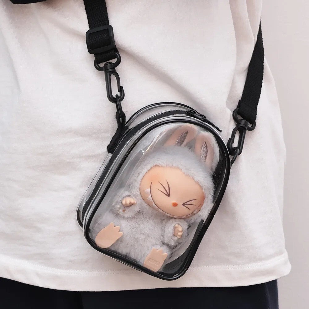 LABUBU 15/17cm Doll PVC Storage Bag Shoulder Case Dustproof Walk Bag Gift