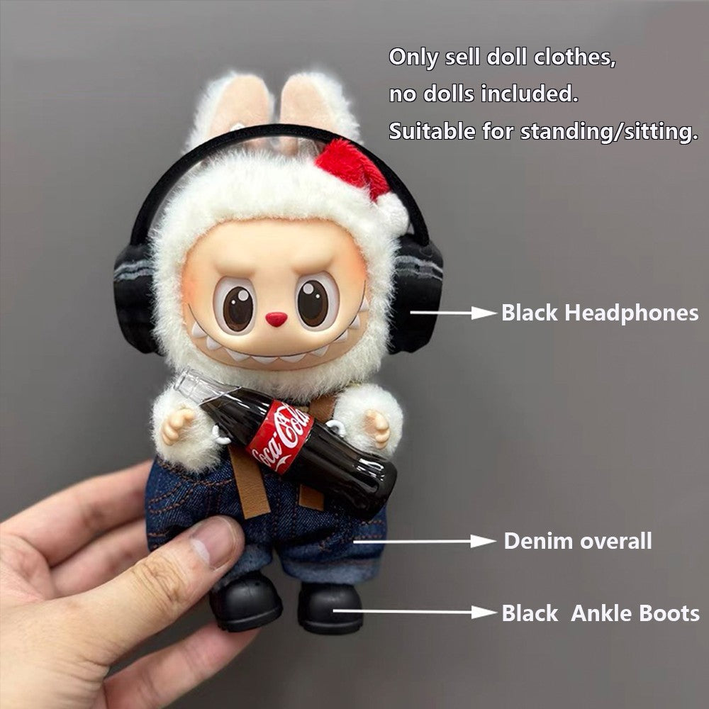 LABUBU Clothes Coca-Cola Strap pants Suit Outfit For Monsters Plush (No Doll)