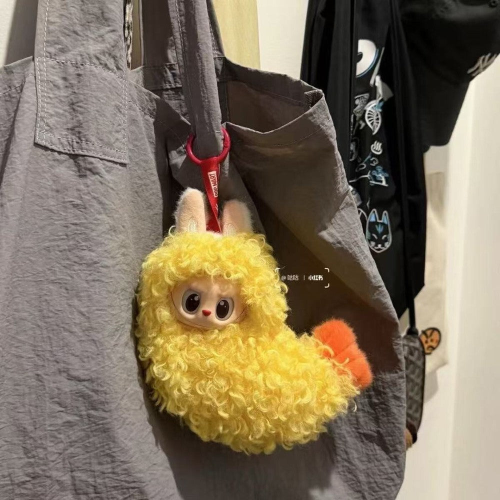 Cute LABUBU Doll Outfit Fried Shrimp Style Yellow Fluffy Coat Perfect For Decor - No Doll