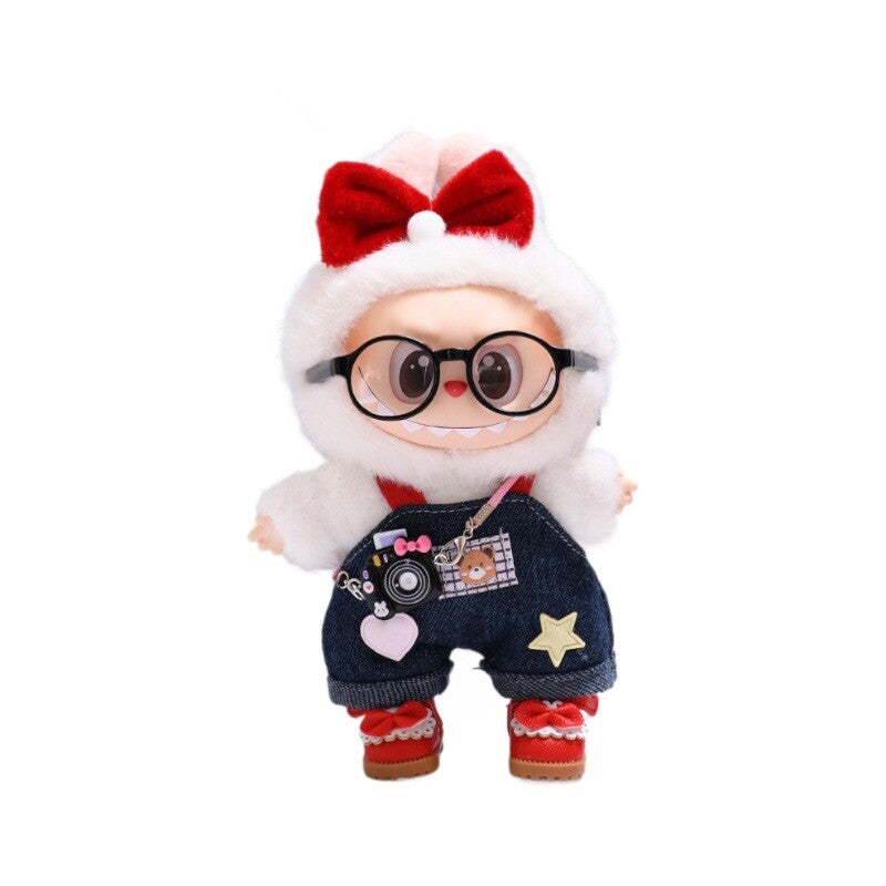 Suitble for LABUBU clothes teddy bear denim overalls set clothing replacement