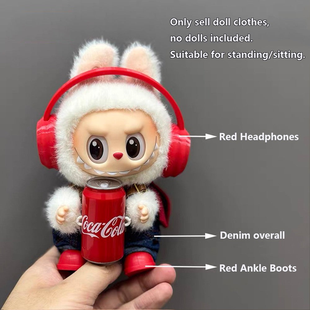 LABUBU Clothes Coca-Cola Strap pants Suit Outfit For Monsters Plush (No Doll)