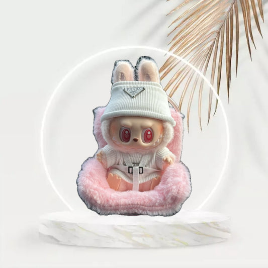 NEW 2025 Plush Mini Fuzzy Car Seat Kpop Fashion LABUBU Trendy Doll Accessory