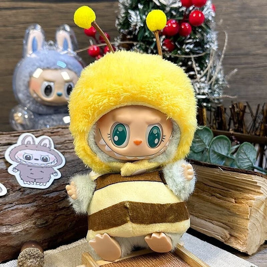 Bee Costume for LABUBU 17cm Mini Figure – Plush Outfit with Antenna & Wings