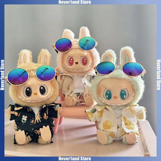 Labubu Plush Doll Clothes 15/17cm Beach Resort Overalls Idol V1 V2 Outfit