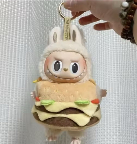 NEW 15/17cm LABUBU HALLOWEEN COSTUME Hamburger Double Cheeseburger OUTFIT ONLY
