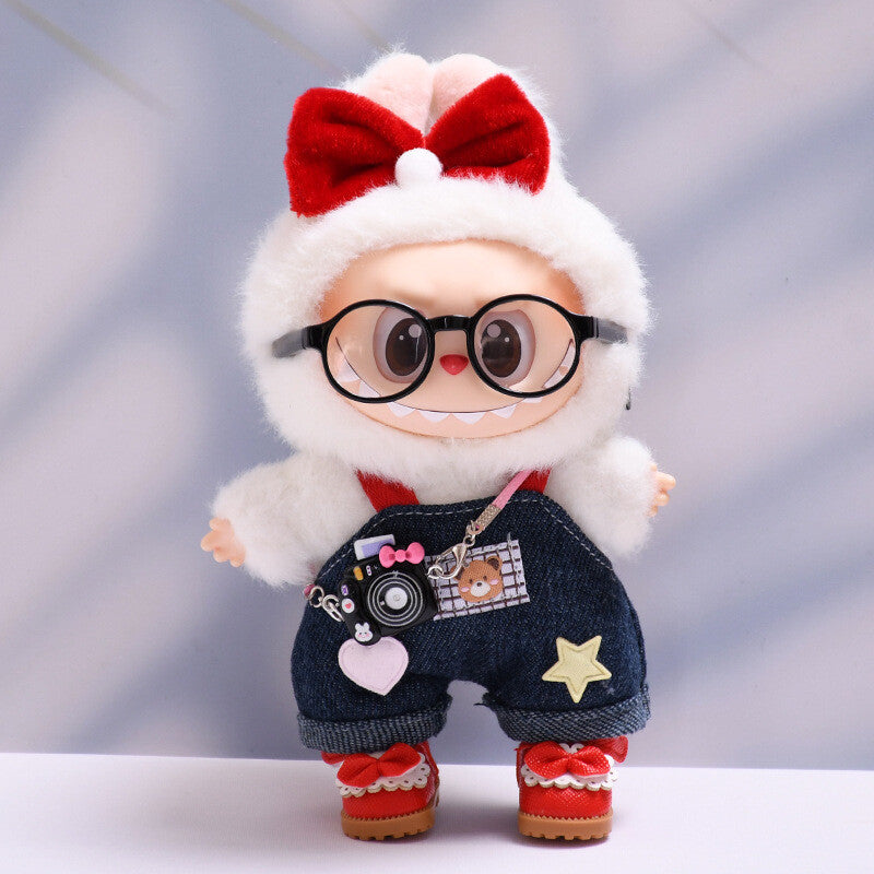 Suitble for LABUBU clothes teddy bear denim overalls set clothing replacement